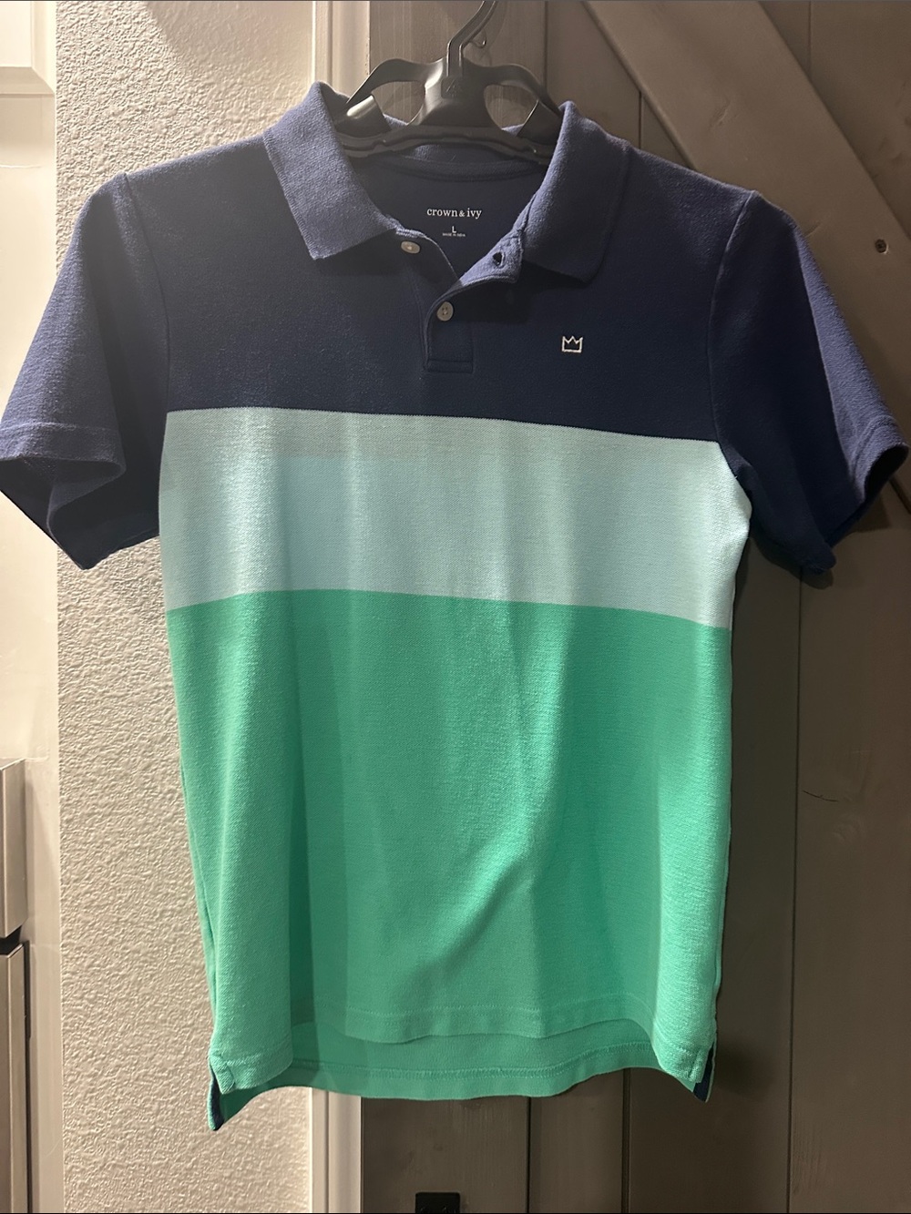 crown & ivy Navy, Mint & Green Block Polo